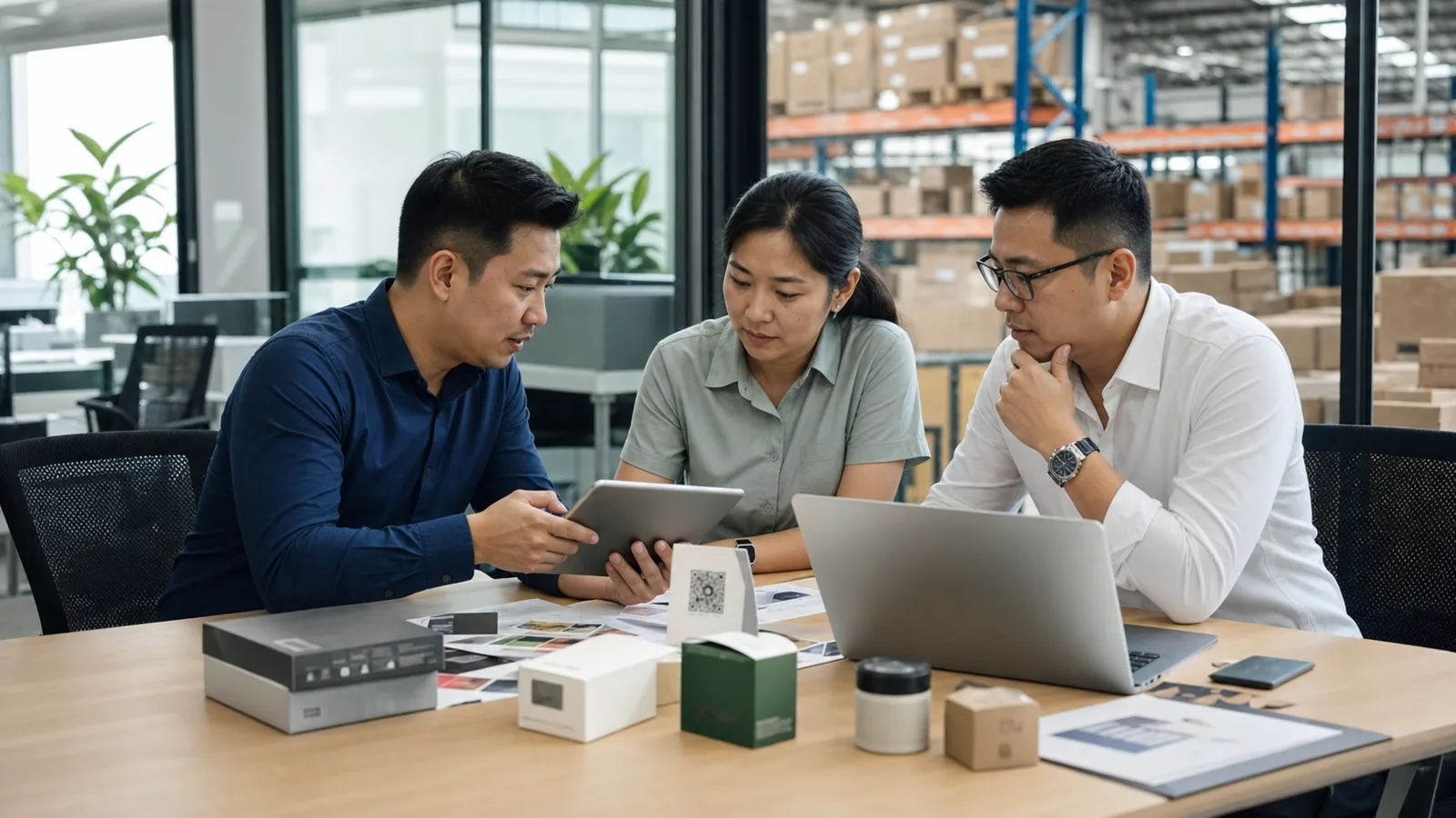 A Singapore export and distribution SME team reviews questions from packaging, web pages, and mobile messages.