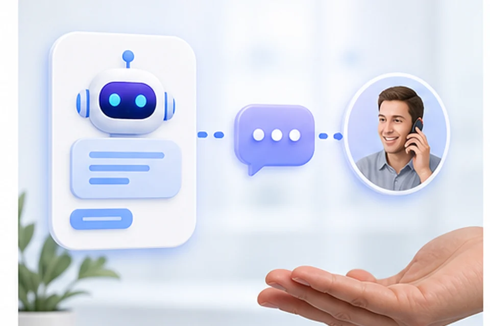 Customer service automation flow from AI to human support