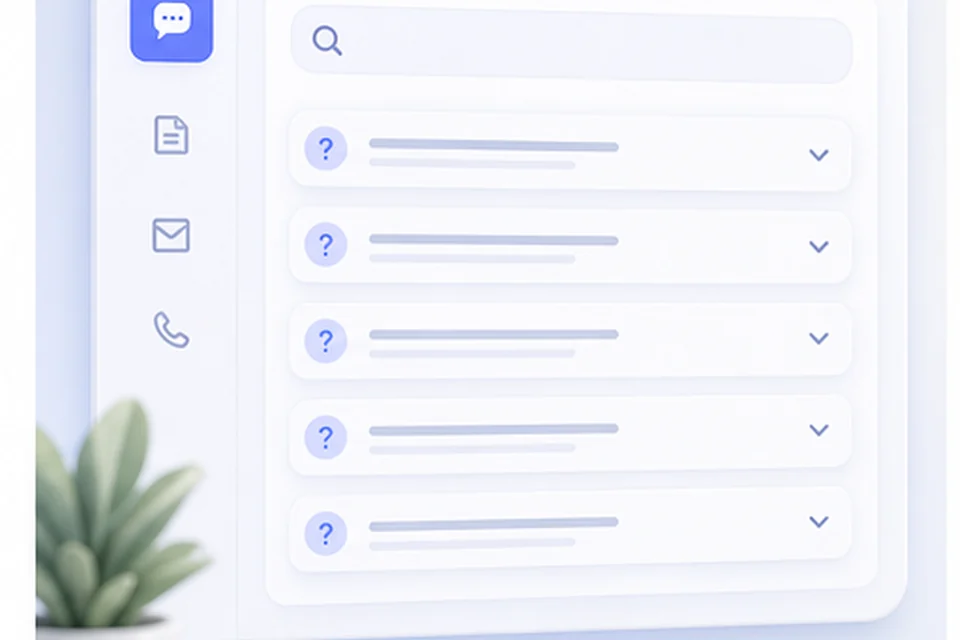 FAQ page interface with search and question list