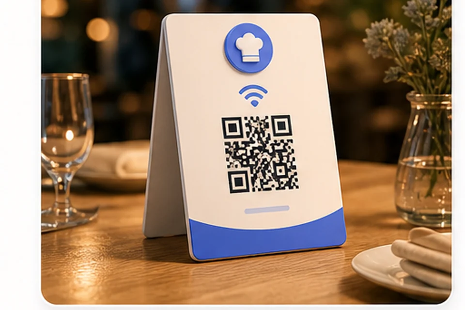 Restaurant table QR card for customer questions