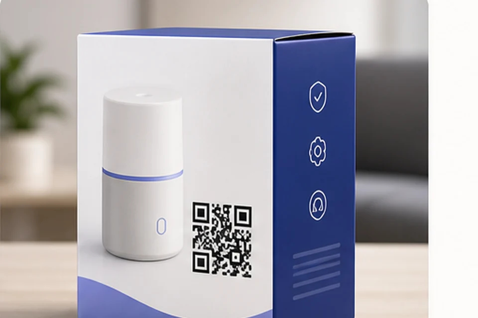 Product package with a QR support code