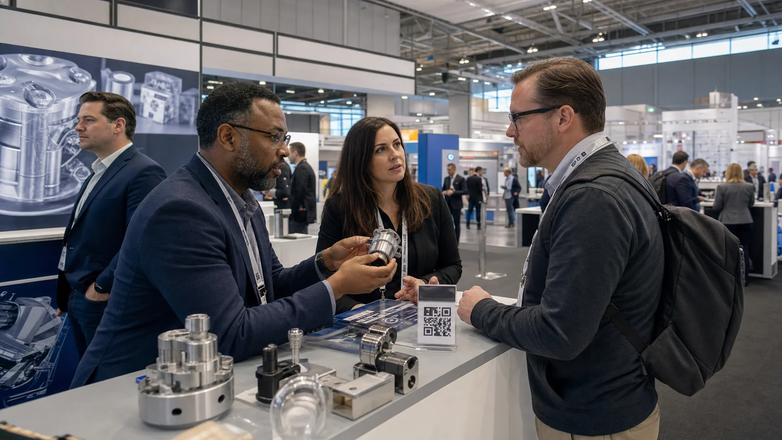 Scan QR sur un stand de style Messe Frankfurt