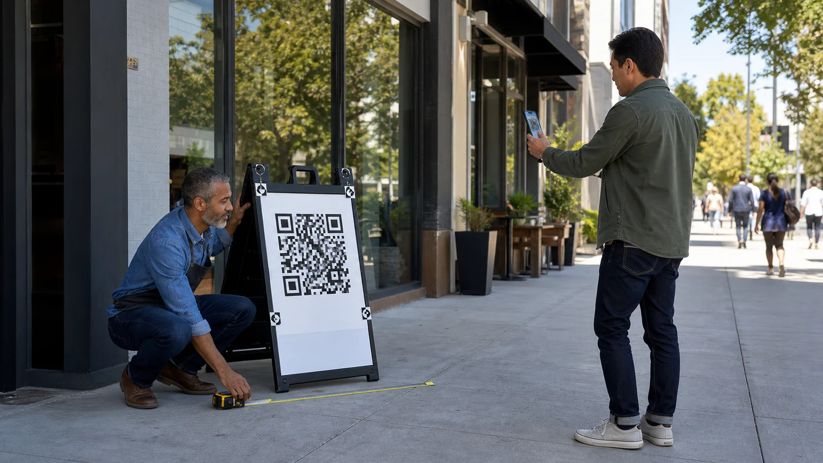 Une équipe américaine teste la taille et la lecture d'un chevalet QR extérieur à la vraie distance de passage.