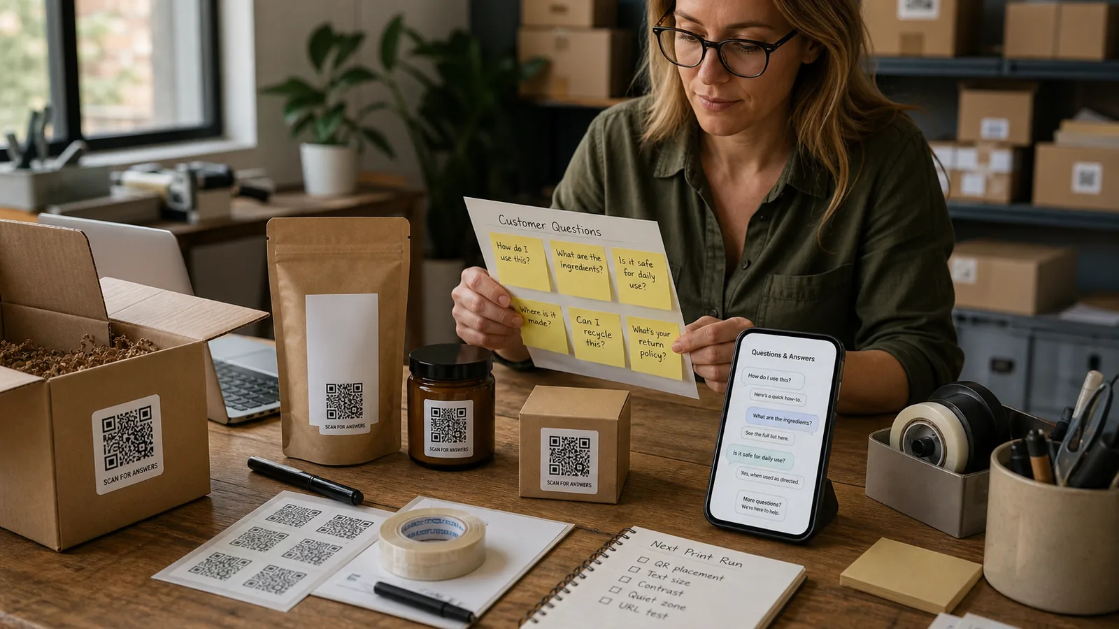 Review customer questions before the next packaging print run so the label, insert, and QR destination improve together.