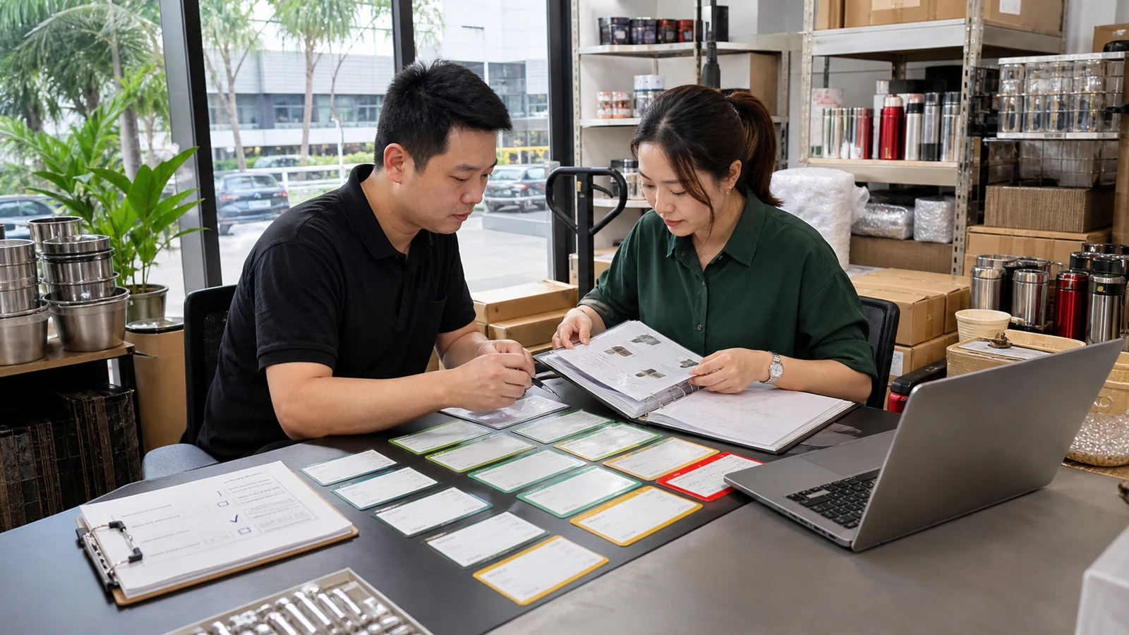 Singapore SME staff verify approved product information and sort customer enquiries for self-service or human follow-up.