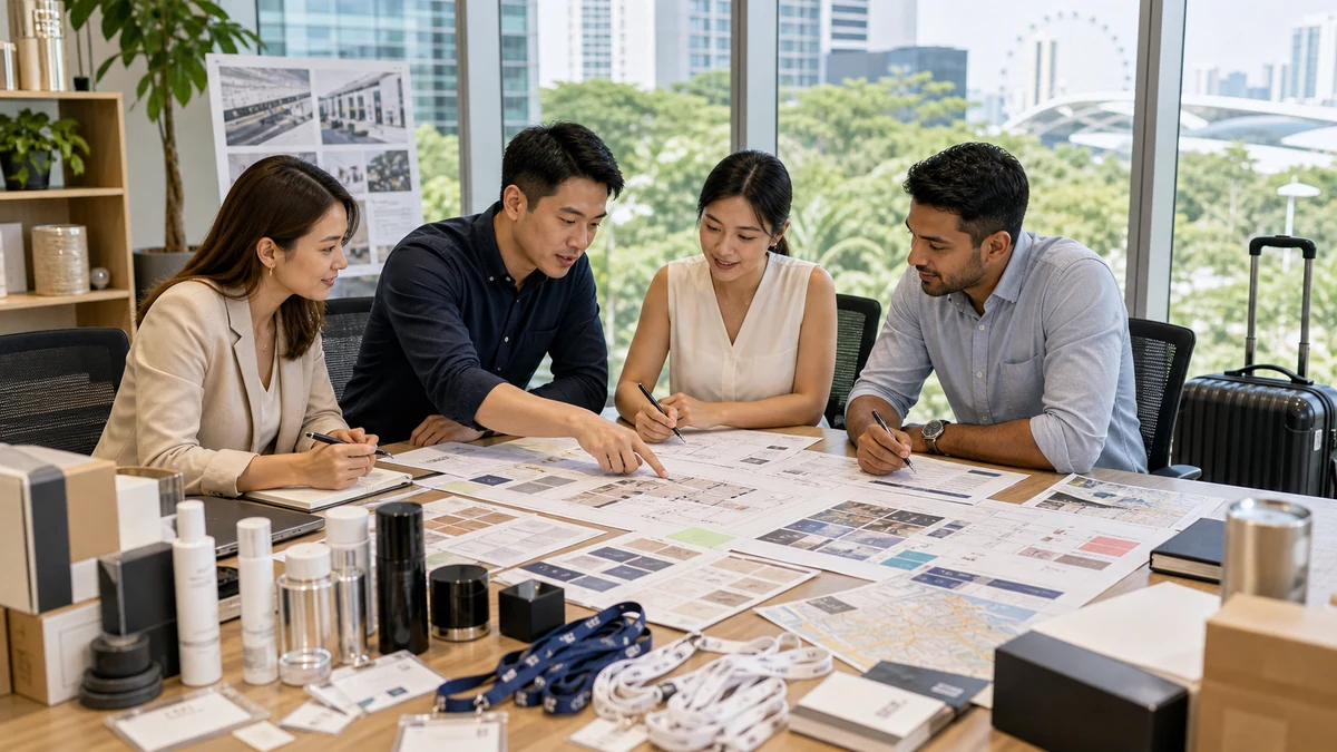 Singapore EXPO出展チームがブースチェックリストを準備