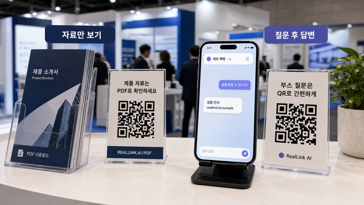 자료만 보는 QR과 질문에 답하는 AI 답변 페이지 비교