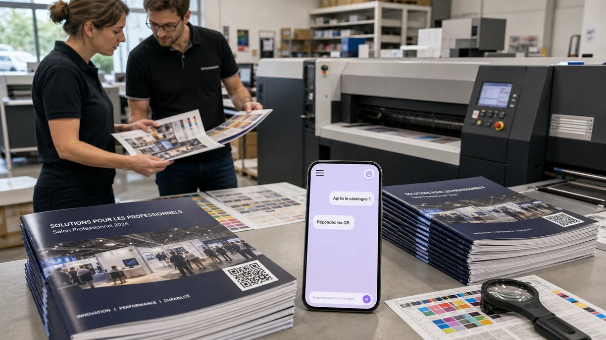 Supports imprimés et plan de page QR pour le suivi salon