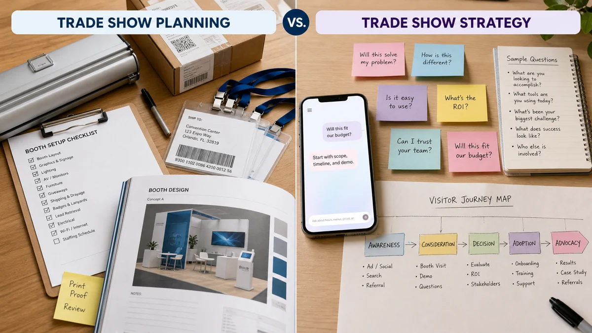 Trade show strategy comparison between booth planning and visitor strategy