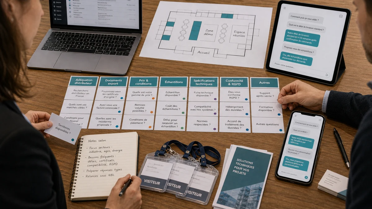 Carte de questions des visiteurs avec parcours QR et notes de stand