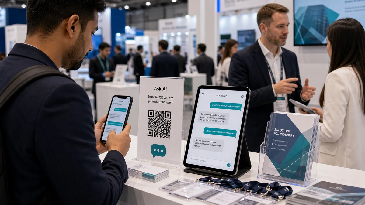 Booth QR counter with public AI answer page