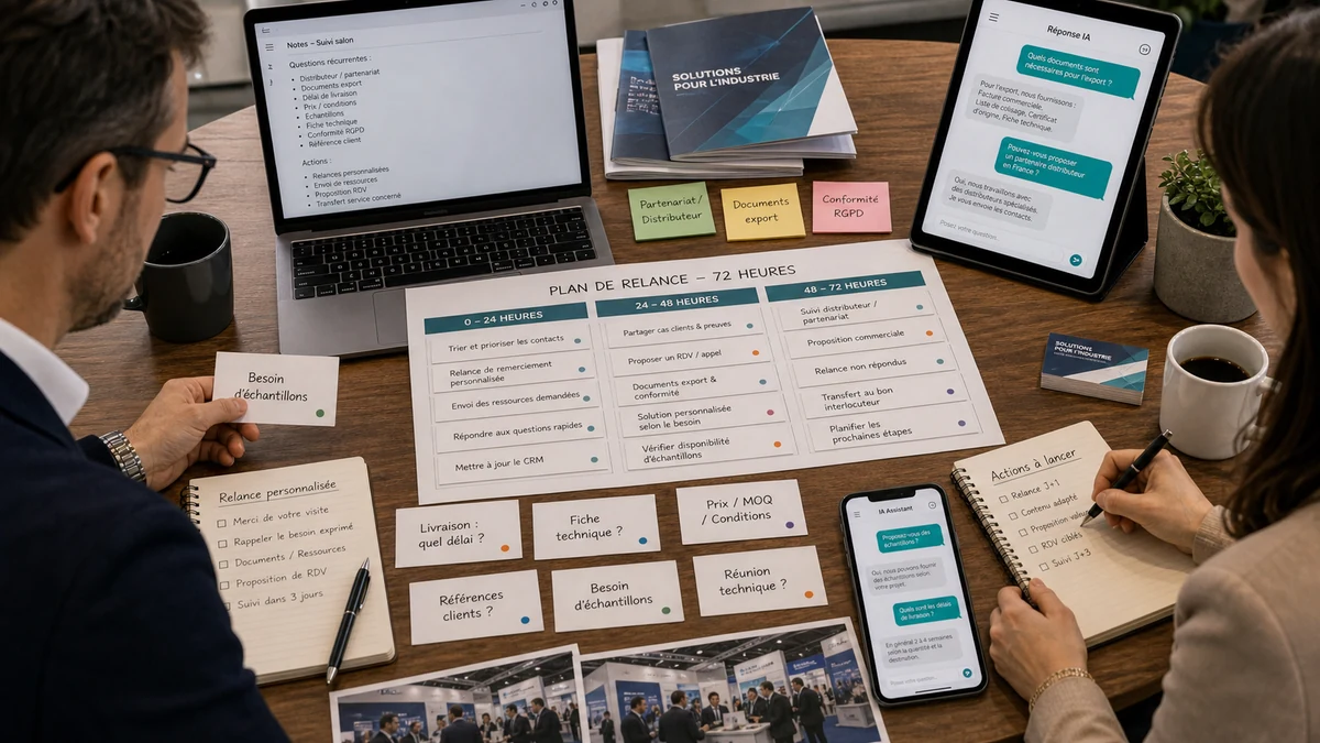 Tableau de relance en 72 heures avec questions triées