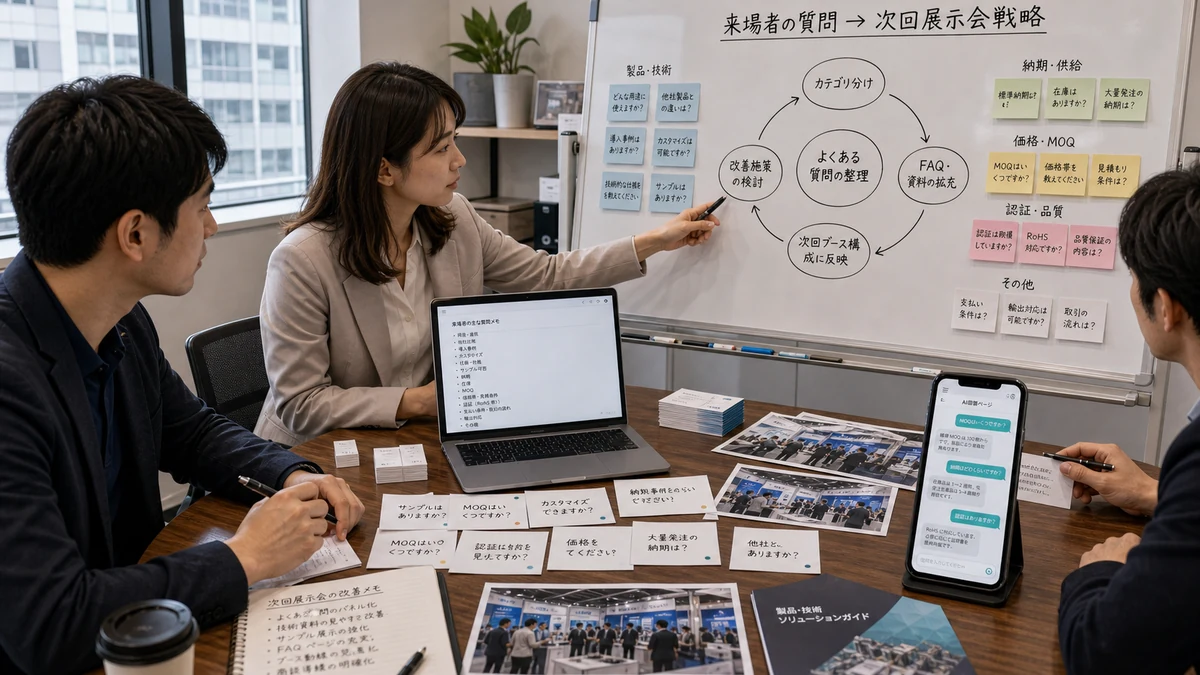 質問パターンを次回展示会へつなげる循環画像