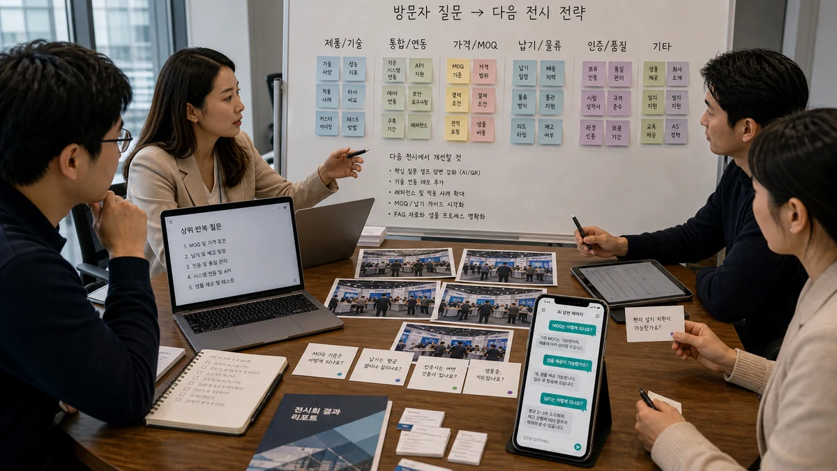 질문 패턴을 다음 전시회 준비로 연결하는 순환 이미지