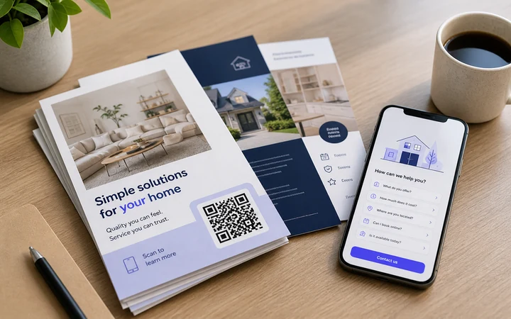 Flyer QR code opening an answer page on a phone