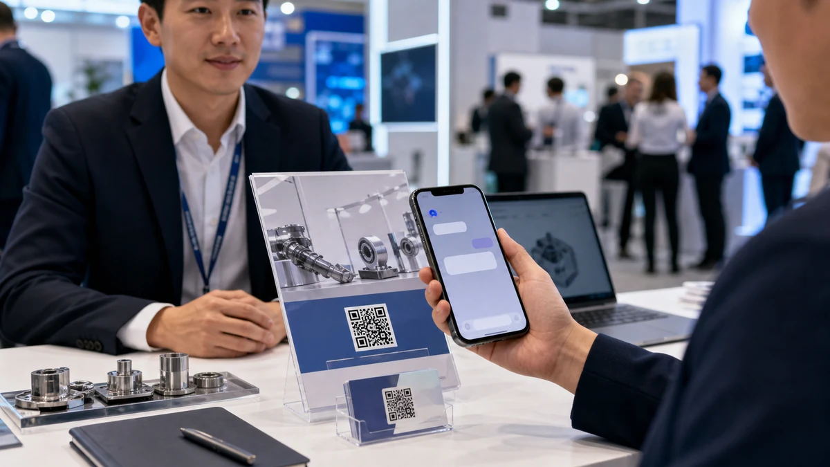 A sales QR touchpoint leading from buyer questions to lead capture